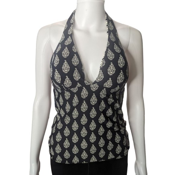 Unbranded Reversible Women's Tankini, Black Motif and Striped Print sz S - Picture 1 of 9